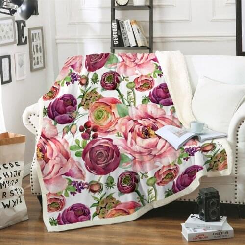 Newest Flower Blanket 3D Print Plush Throw for Beds Sofa Noble Bedding Sherpa Blankets kids gift Fashion Blanket