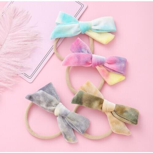6pcs/lot Lovely Bow Velvet Headband for Baby Girl Headdress Child Elastic Head Wrap Hair Ropes Baby Hair Accessories