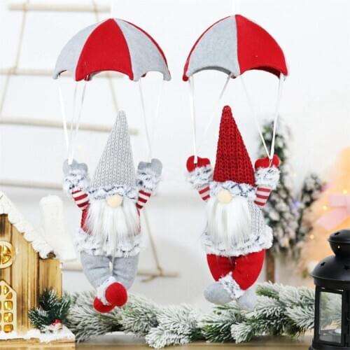 Christmas Decoration Faceless Parachute Santa Gnome Plush Doll Pendant Xmas Tree Hanging Ornaments New Year Christmas Gift