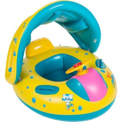 Removable Novel Swim Ring Sunshade On Holiday Floating Summer Kids Child Seat Inflatable Swimming boat toys Water pool tube