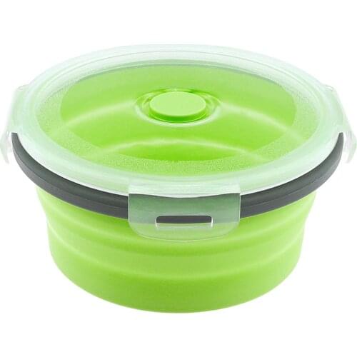 Silicone Lunch-Box Round Folding Food Container Portable Bowl Two Colors Bento-box Eco-Friendly 350ML/500ML/800ML/1200ML