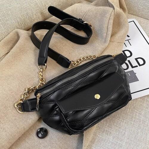 New Small PU Leather Chest Bag for Women 2021 Female Luxury Branded Chain Crossbody Bag Waist Packs Ladies Handbags and Purses