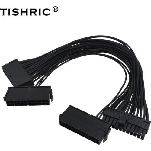 TISHRIC Three Dual PSU Cable ATX 24Pin Power Supply Extension Adapter Sync ADD2PSU Starter Extender For Bitcoin Mining