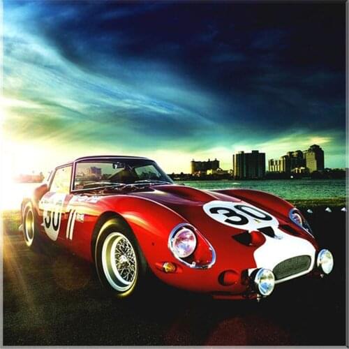 Racing Car Landscape Printed Water-Soluble Canvas 11CT Cross Stitch Full Kit DIY Embroidery DMC Threads work Handmade Gift