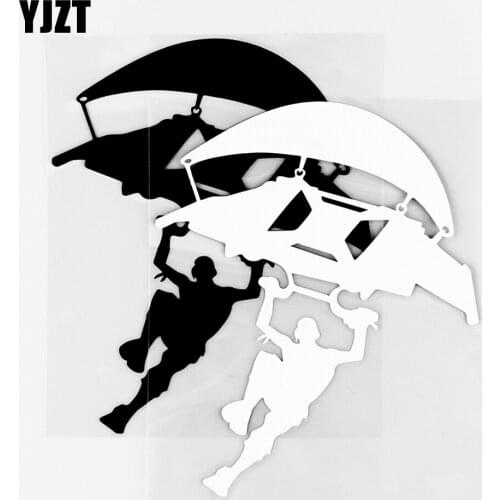 YJZT 12.8×15.5CM Parachute Vinyl Decals Car Sticker Personality Car Window Decoration Black / Silver 10A-0650