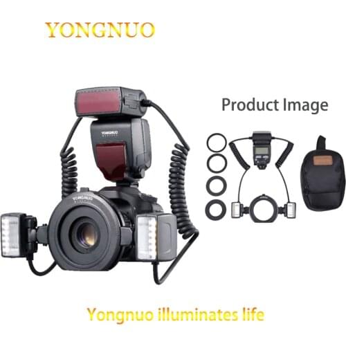 Yongnuo YN24EX E TTL Twin Lite Macro Flash Speedlite for Canon Cameras with Dual 2pcs Flash Head + 4pcs Adapter Rings
