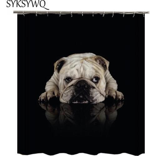 Black Shower Curtain English Bulldog Curtain Bathroom French Bulldog Pet Rideau De Douche Black Curtains For Bathroom Shower