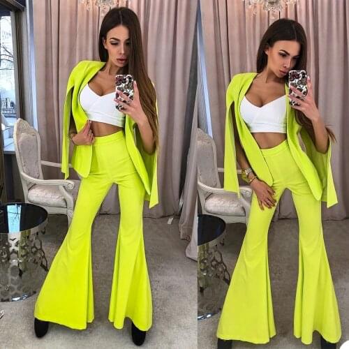 Ensemble Femme 2 Pièces Women Suits Lady Formal Party Prom Tuxedos Blazer Wide Pants Street Style Daily Outfit Conjuntos Mujer