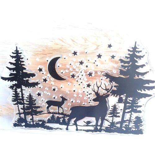 12*8.5 Moon Deer Craft Transparent Silicone Stamp for Scrapbooking DIY Photo album Decorative Clear Stamps Sheet