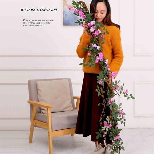 170cm Artificial Rose Ivy Vine Wall Hanging Flowers String Rattan Fake Tree Branch Plants Garland Wedding Home Garden Decoration