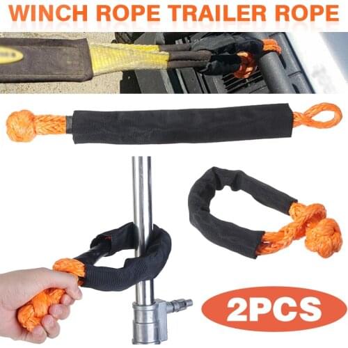 2pcs 1/2" Orange Soft Shackle Synthetic Fiber Rope 38000lbs Trailer Pull Rope Off-Road Recovery Tow Strap For Broke Down Urgent