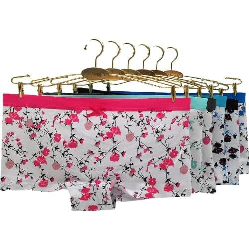 6 Pieces/Lot Cotton Boxer Women Panties Underwear Female Safety Panty Printing Flowers Lingerie Ladies Underpants CURRADA