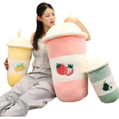 Babo Milk Tea plush toy Stuffed strawberry Avocado Lemon Throw Pillow Fruit Flavor Soft Drink Bubble tea Cup Cushion Gift for he