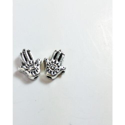 Eruifa 30pcs 9*7mm Mini Buddhas-hand Burnished silver Zinc alloy Beads Charms Pendant Jewelry DIY Handmade Bracelet