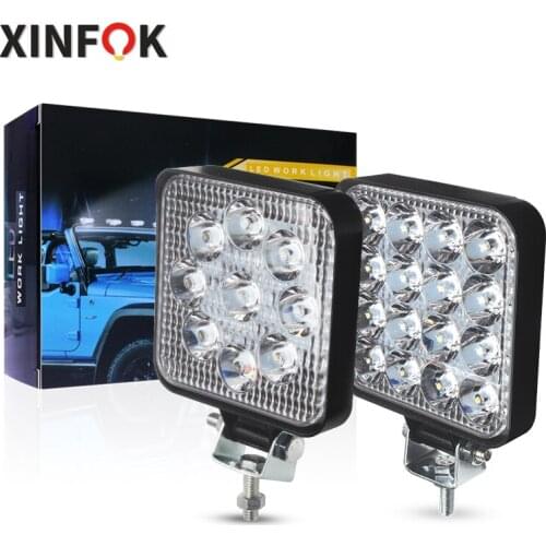 2pcs LED Headlights 12-24V For Auto Motorcycle Truck Boat Tractor Trailer Offroad Working Light 48W LED Work Light Spotlight