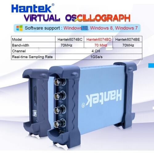Hantek Digital Storage Oscilloscopes PC USB Portable Oscilloscopes 4 CH 70MHz bandwidths Automotive oscilloscope 6074BC/BE/BD