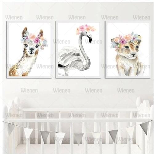 Canvas Painting Llama Panda Alpaca Leopard Lion Wall Art Posters and Prints Nordic Cartoon Wall Pictures Baby Kids Room Decor