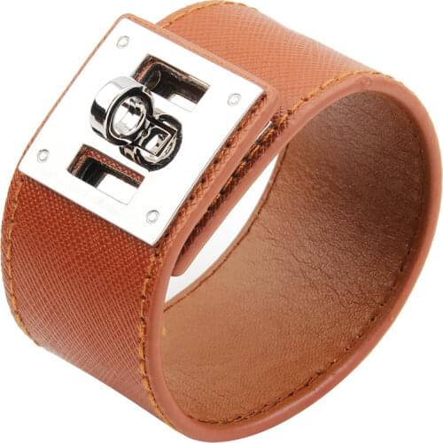 Kirykle 2018 European Fashion Punk Wide Leather Bracelets & Bangles for Women Cuff Bracelet Statement Jewelry Valentines Gift