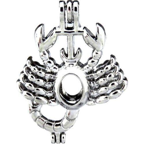 KK182 Creative Scorpion Locket Pendant Pearl Beads Cage Aromatherapy Essential Oil Trendy Punk Unisex Jewelry Making