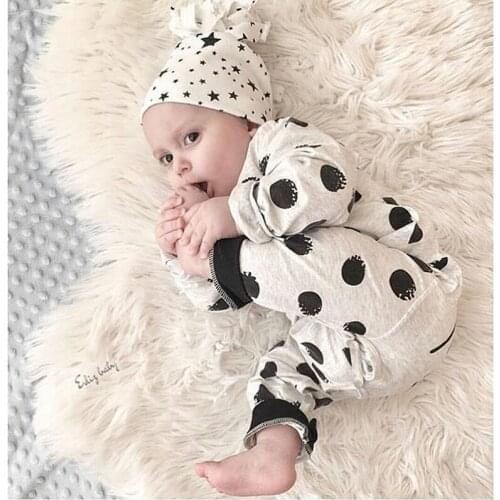 Newest Autumn Newborns Baby Dot Romper Suit Pure Cotton Breathable Jumpsuit For Little Boys Girls Indoor Clothes