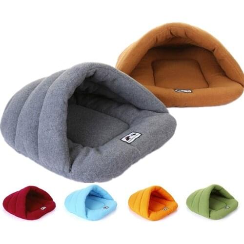 Soft Polar Fleece Dog Beds Winter Warm Pet Heated Mat Small Dog Puppy Kennel House for Cats Sleeping Bag Nest Cave Bed
