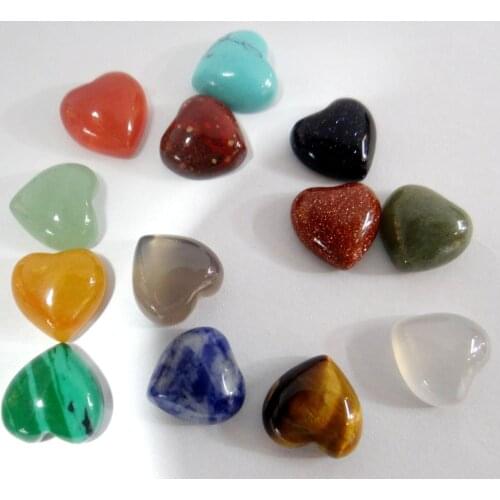 23*25mm Natural stone Quartz crystal Turquoises tiger eye Heart Cabochon Pendant for diy Jewelry making necklace Accessories1PC