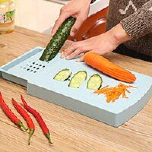 The drawer type storage block cutting board with double slice grater chopping board 31.5*22.5*4cm
