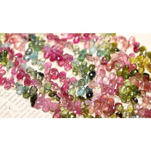 MULTICOLOR TOURMALINE PEAR DROP faceted 6-8mm for DIY jewelry 25CM making loose beads FPPJ wholesale nature gemstone