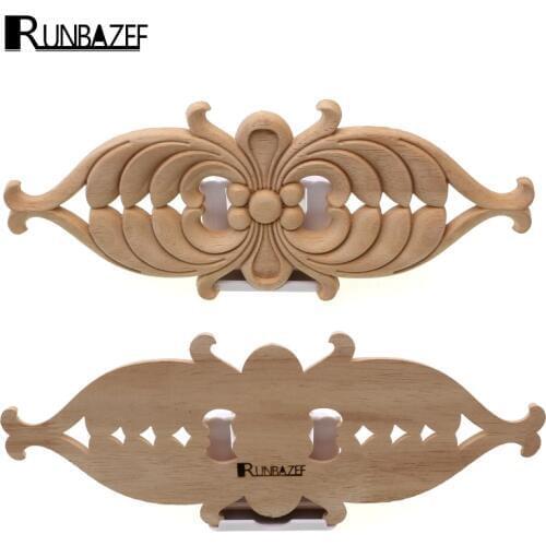 RUNBAZEF Wooden Applique Furniture Door Head Decorative Vintage Decor Decoration Accessories Headstock Craft Figurine Miniature