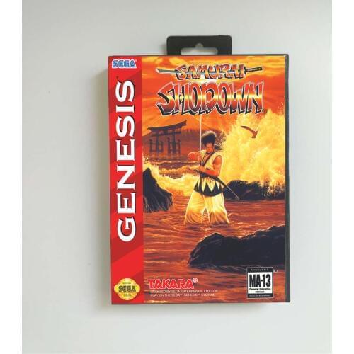 Samurai Shodown - USA Cover With Retail Box 16 Bit MD Game Card for Sega Megadrive Genesis Video Game Console
