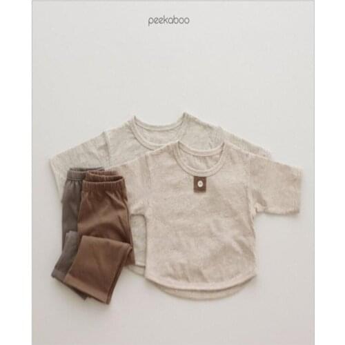 Baby Autumn Clothes Set Boys' And Grls' Pajamas Two-Piece Set Korean Style Baby Clothing Simple Button Color Contrast