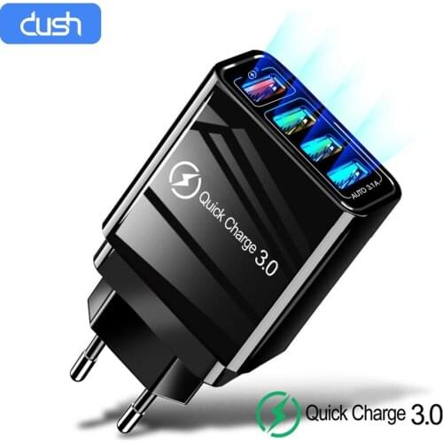 DUSH 48W Quick Charger 3.0 USB Charger for Samsung iPhone Huawei Tablet QC 3.0 Fast Wall Charger US EU UK Adapte 4 Port USB