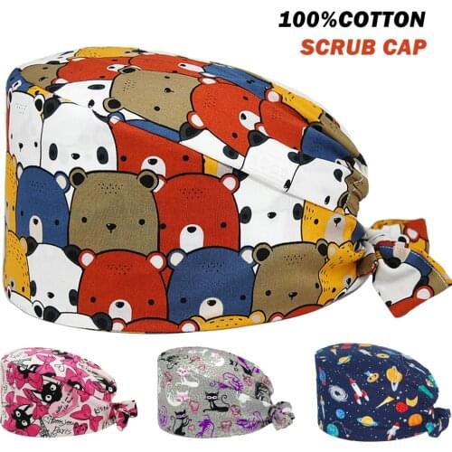 Nurse Work Surgicals cap Anime printing cotton caps pet grooming beauty salon lab Nursing hats working accessories men and women