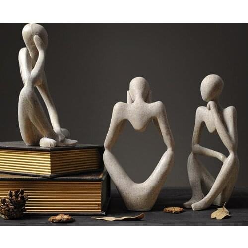 Abstract Thinker Statue Sculpture Nordic Resin Thinker Character Figurine European Style Office Home Decoration Accessories