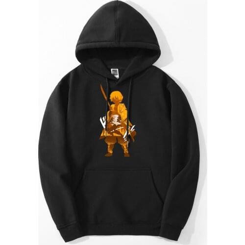 Men Japan Anime Demon Slayer Hoodies Streetwear Hooded Tops Autumn Sweatshirt Warm Zenitsu Harajuku Hoodie