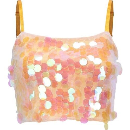 Sequins Sexy Women Strapless tops for ladies Goth Tank Summer Camisole Bralette Crop Top Fashion collocation S M L XL