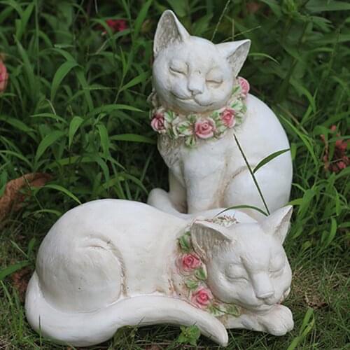 Outdoor Cute Animal Cat Couple Resin Accessories Garden Ornaments Villa Balcony Sculpture Crafts Courtyard Figurines Decoration
