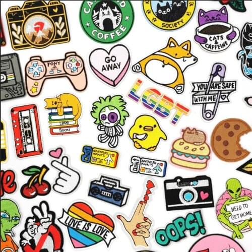 Japan Anime Iron on Patch for Clothing Cute Duck Badges on Kid Clothes Alien Sticker Tape Applique Cartoon Embroidered Patches