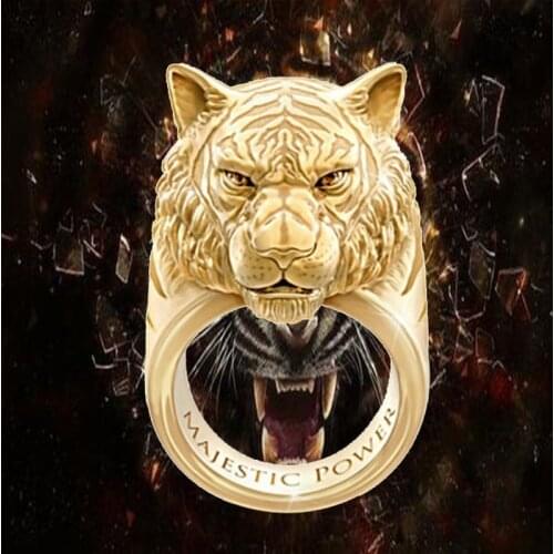 Punk Cheap Jewelry Accessories Wholesale Jewelry Mens Rings Halloween Rings Cool Things for Men Thick Rings Tiger Head Gold