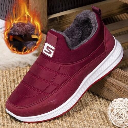 Snow boots, womens shoes, warm plush fur ankle boots, winter womens hedging flat casual shoes, waterproof womens sports shoes