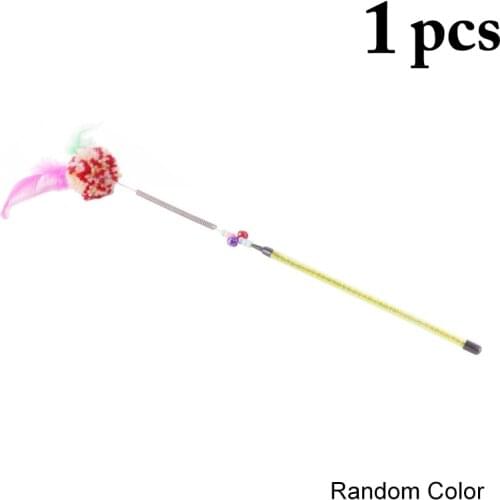 1pcs Cat Toy Pet Cat Teaser Toy Funny Creative Spring Feather Cat Wand Bell Toys for Cats Kitten Pet Products Random Color