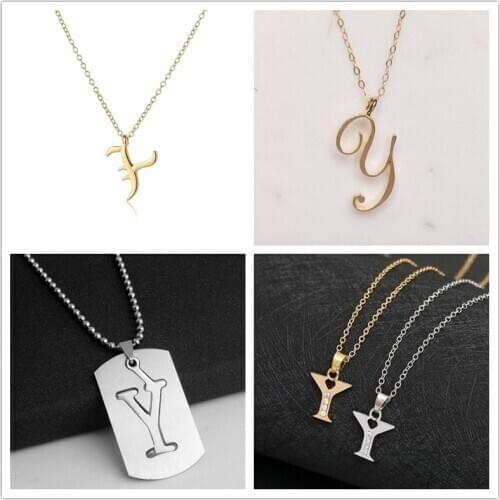 1pcs Family mom name gift Initial Letter Y monogram alphabet Stainless steel alloy 26 English word sign pendant Necklace jewelry