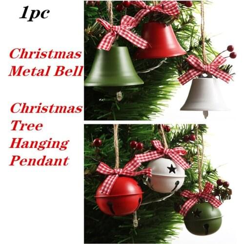 1pc Christmas Bell Red White Green Metal Jingle Bells Christmas Tree Hanging Pendant Ornament Christmas Home Decoration