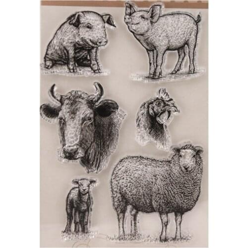 1pc livestock Transparent Clear Silicone Stamp Seal Diy Scrapbook Rubber Hand Account Photo Album Diary Decor Reusable 15*10.5cm