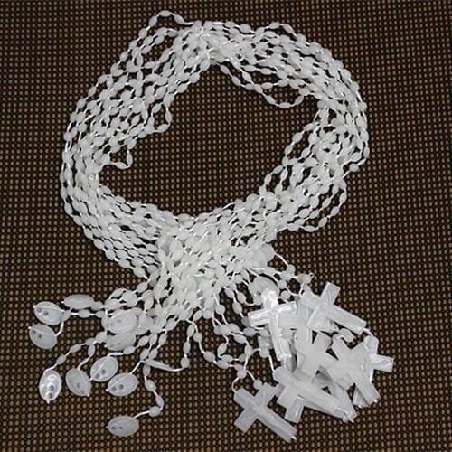 12pcs/pack New fashion Luminous White Catholic Religious Prayer plastic beads(7*5mm) rosary necklaces,LKXL004