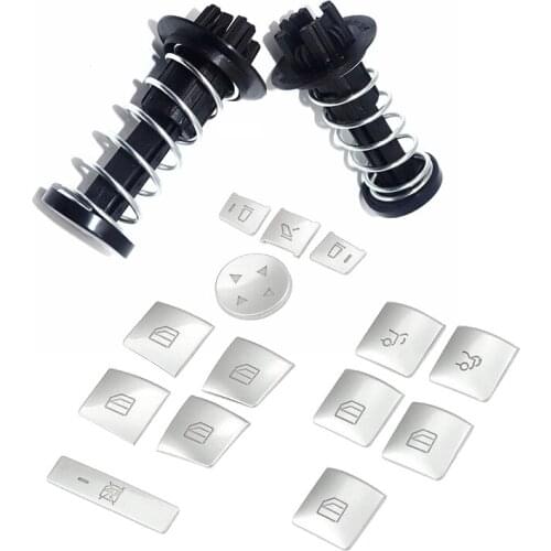 2 Pcs Hood Catch Spring Safety 2048800127 with Inner Door Armrest Window Switch Button Trim Cover Sticker