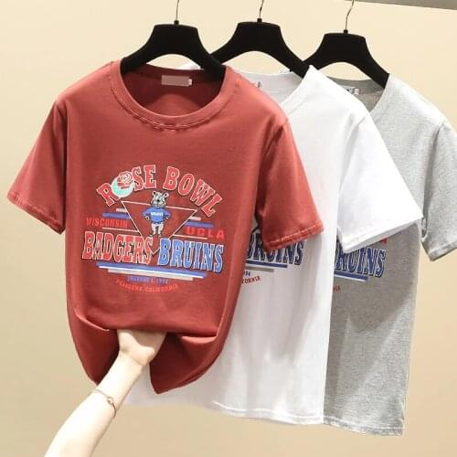 2021 Summer White T shirt Women Tops Kawaii Loose Letter Printed Tshirt Women Korean Clothes Short Sleeve Casual Tee shirt Femme