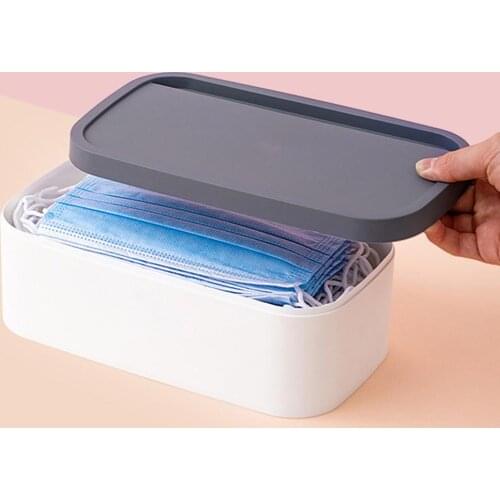 3 Colors Double Mask Storage Box with Lid Plastic Face Mask Storage Bag Dust Proof Pollution Prevention Face Mask Organizer