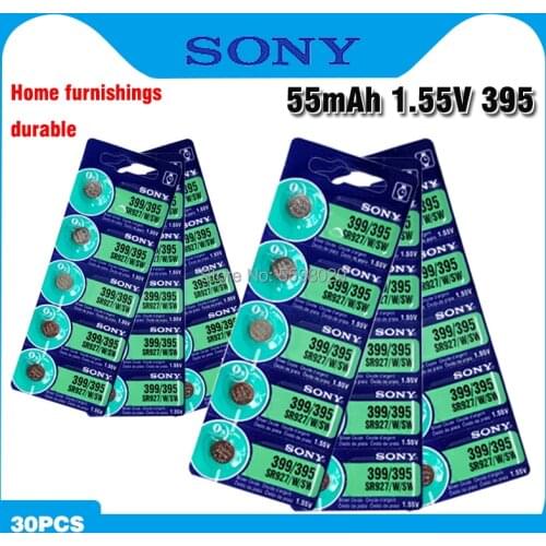 30PCS/lot Sony Original 1.55V 395 SR927SW 399 SR927W AG7 LR927 button cell Watch Coin Battery Silver Oxide MADE IN JAPAN