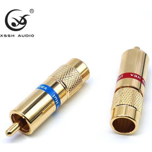 4pcs/8pcs/16pcs XSSH audio RCA DIY HIFI pure copper plated gold 8mm coaxial digital Audio signal cable plug jack connector